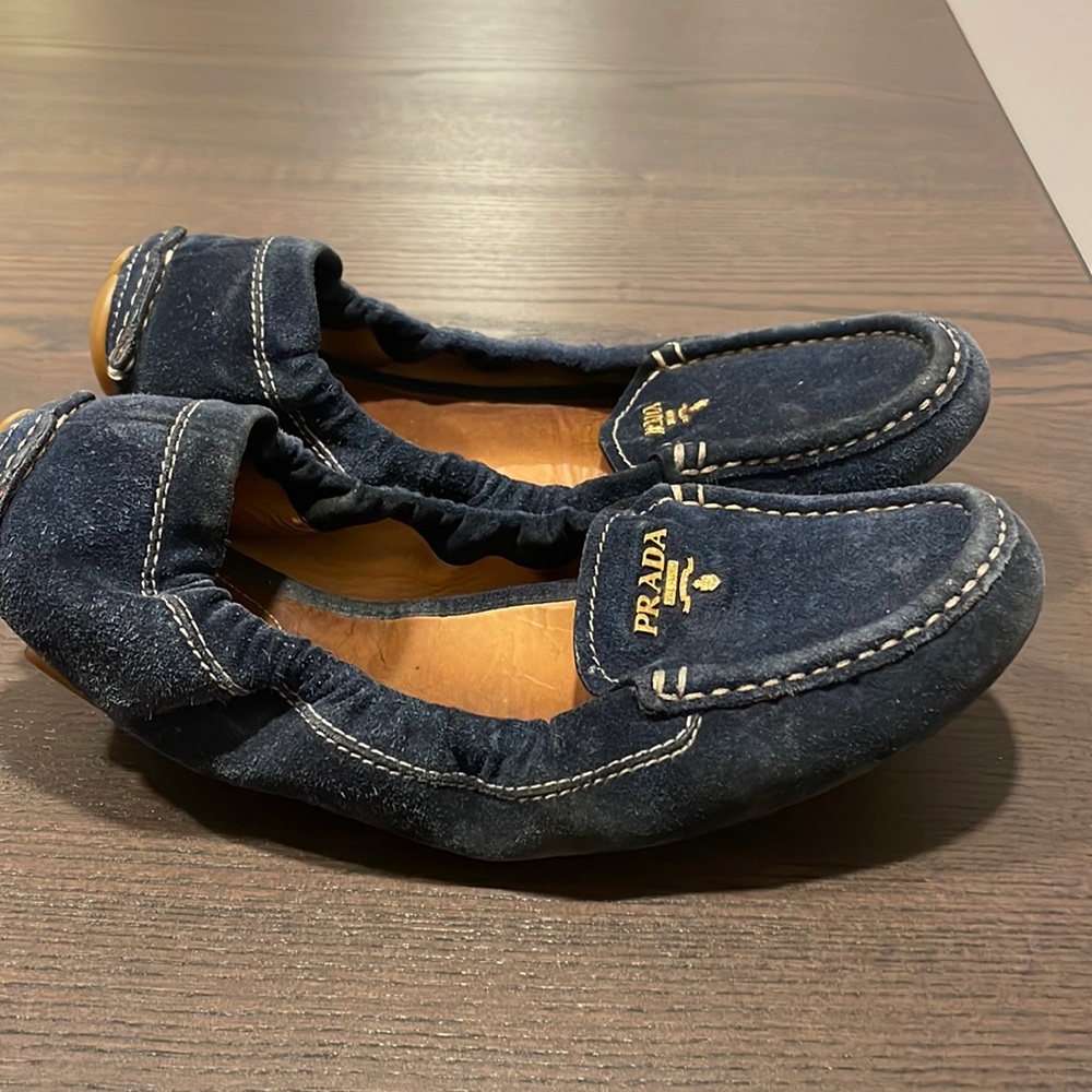 Prada Blue Suede Loafers
